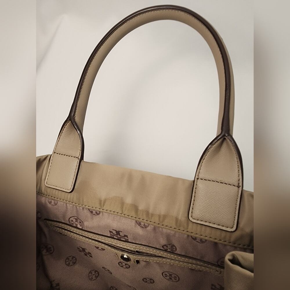 Tory Burch Ella Studded Tan Tote Bag - Picture 14 of 16